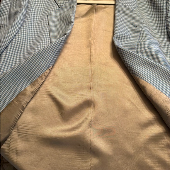 Hugo Boss Corleone 100% Wool Sport Coat Blazer BlueTan Micro Houndstooth Mens44R - Picture 4 of 10